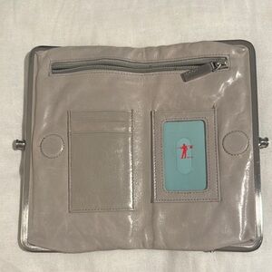 Hobo Gray Leather Wallet with Card Slots